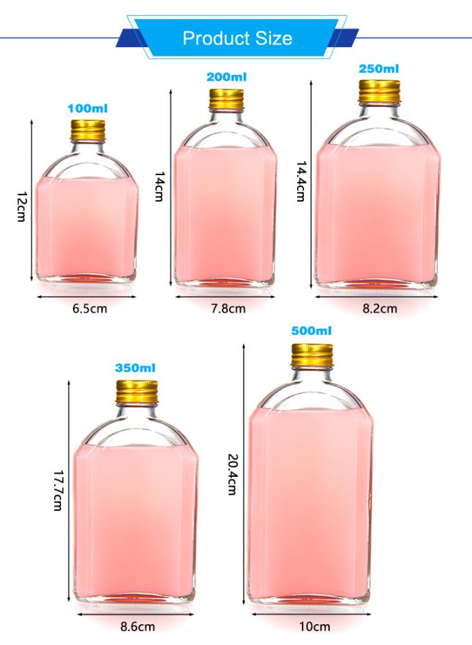 Αεροστεγνή 8 Oz γυάλινα μπουκάλια χυμού επίπεδη μπουκάλι για ποτό ουίσκι Kombucha 1