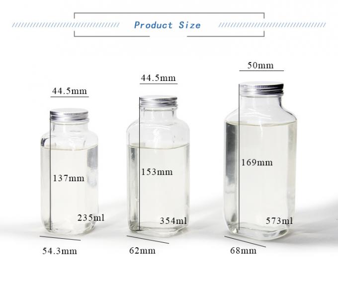 250 ml 500 ml Φανταστικό Κενό Γυαλί Διαυγές χυμό Φιαλίδιο γάλακτος με καπάκι βίδας 1