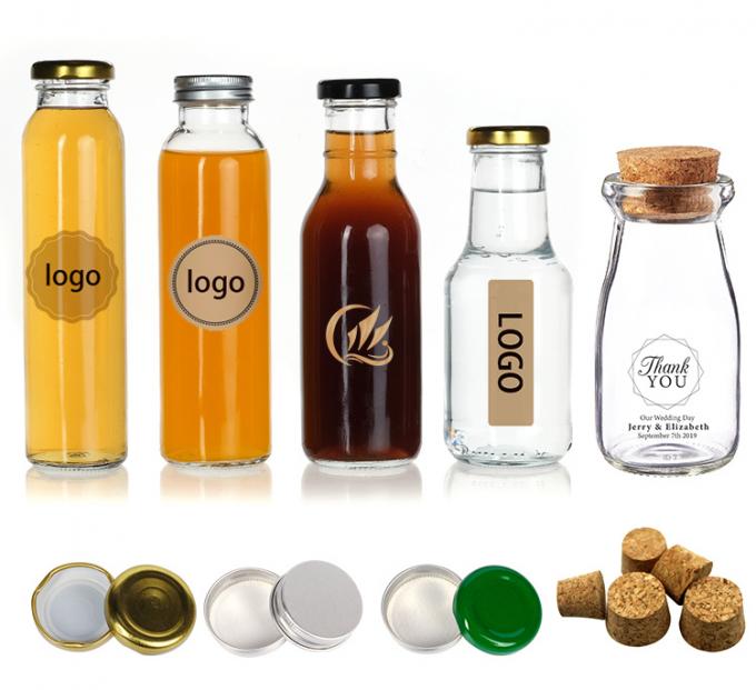 250 ml 500 ml Φανταστικό Κενό Γυαλί Διαυγές χυμό Φιαλίδιο γάλακτος με καπάκι βίδας 3