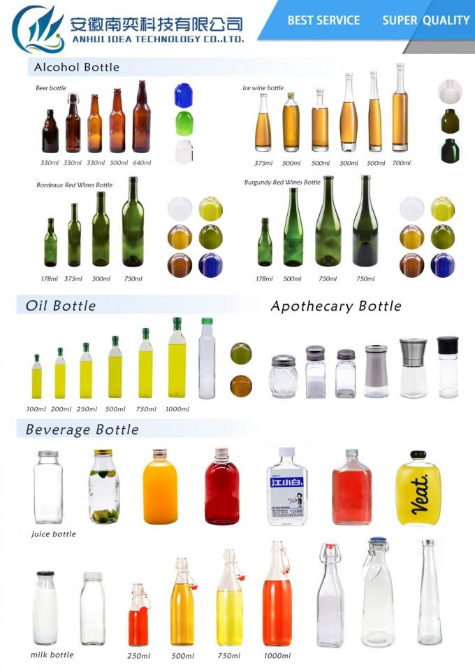 250 ml 500 ml Φανταστικό Κενό Γυαλί Διαυγές χυμό Φιαλίδιο γάλακτος με καπάκι βίδας 4