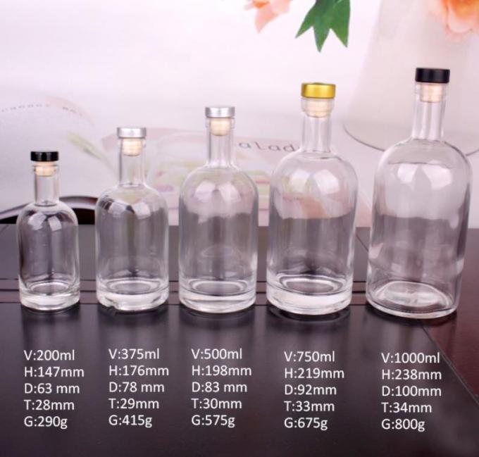 Φθηνή τιμή750ml Φλιντ γυάλινα μπουκάλια οινοπνεύματος Custom Printed για Cocktail ουίσκι ρούμι 1