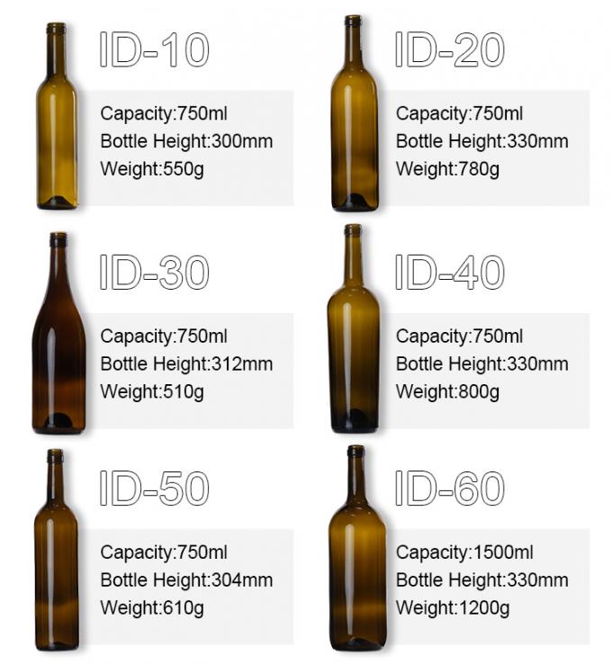 Φιάλο κρασιού από χρωματιστό γυαλί 500ml 700ml 750ml 1500ml 1