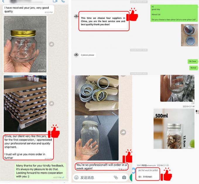 Υψηλής ποιότητας Διαφανής συσκευασία τροφίμων Αποθήκευση Στρογγυλό γυάλινο βάζο Mason με καπάκι αλουμινίου 9