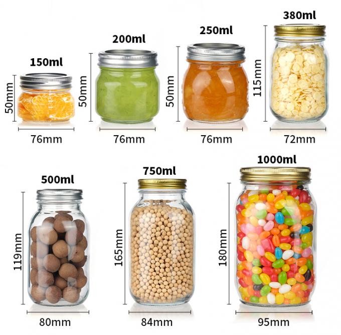 Νέο σχεδιασμό στρογγυλό 45 ml 12oz 14oz Διαφορετικά μεγέθη γυάλινο βάζο Mason για αποθήκευση τροφίμων 1