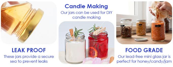 Προσαρμοσμένη ετικέτα 250 ml Hexagon Honey Glass Jam Jar με βαθύ μεταλλικό καπάκι 4