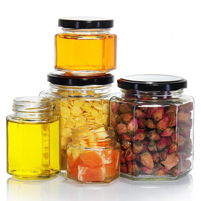 Στρογγυλά Διαφανή γυάλινα βάζα 100 ml για αποθήκευση μελιού Συσκευή τροφίμων με μεταλλικά καπάκια 1