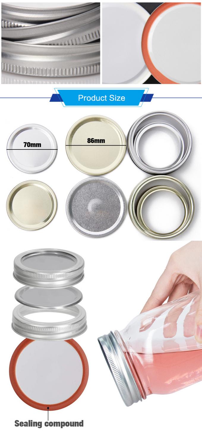Χονδρικό 70 mm χωριστή κονσερβοποίηση Mason Jar Tinplate Screw Lid για την οικιακή κονσερβοποίηση 2