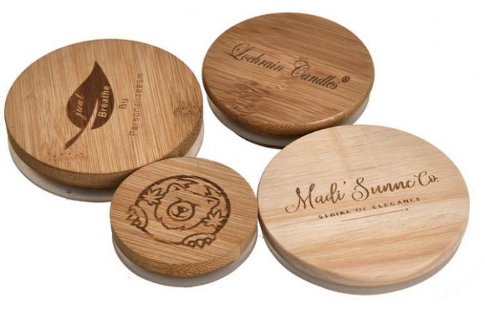 70 χιλιοστών κονσέρβες Mason Jar Cup Lids φυσικό μπαμπού ξύλο με άχυρο τρύπα 4