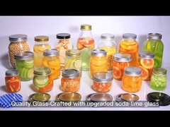 Στρογγυλά γυάλινα βάζα με ευρύ στόμα 12oz Mason βάζα για οικιακή χρήση