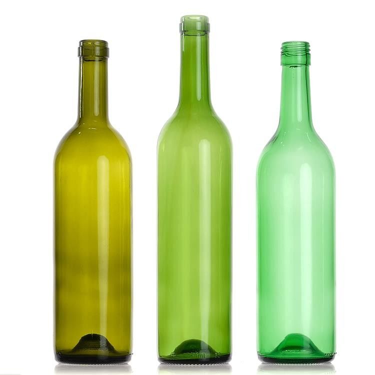 750 ml Bordeaux γυάλινο μπουκάλι κρασιού στρογγυλό με επίπεδο κάτω φελλό