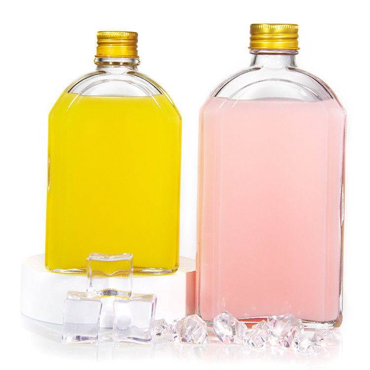 Αεροστεγνή 8 Oz γυάλινα μπουκάλια χυμού επίπεδη μπουκάλι για ποτό ουίσκι Kombucha