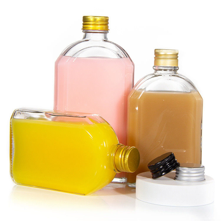 Αεροστεγνή 8 Oz γυάλινα μπουκάλια χυμού επίπεδη μπουκάλι για ποτό ουίσκι Kombucha