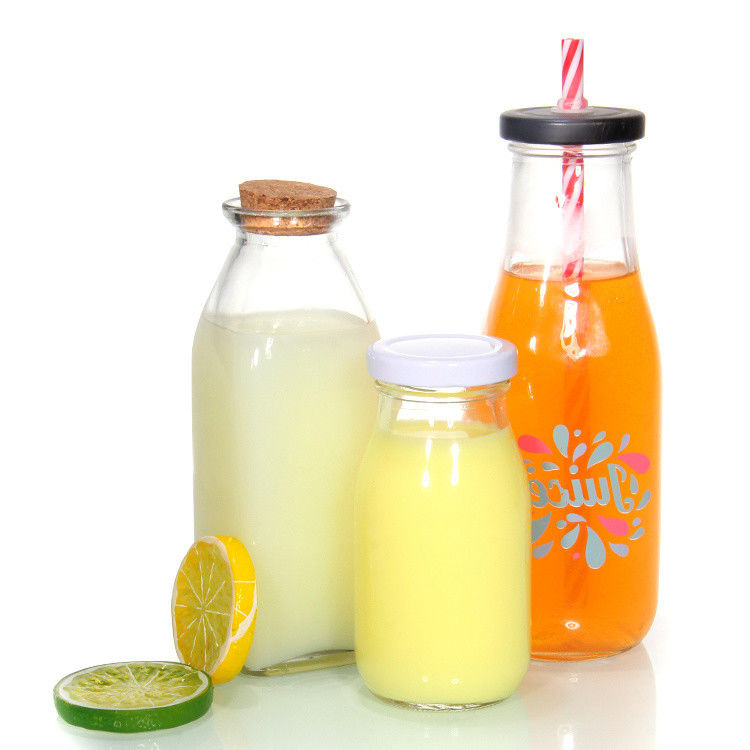 OEM 250ml 500ml 1000ml 2 λίτρα γυάλινα μπουκάλια γάλακτος γλάστρα Τροφική ποιότητα Στρογγυλό σχήμα