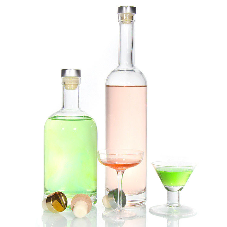 Φθηνή τιμή750ml Φλιντ γυάλινα μπουκάλια οινοπνεύματος Custom Printed για Cocktail ουίσκι ρούμι