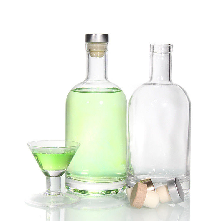 Φθηνή τιμή750ml Φλιντ γυάλινα μπουκάλια οινοπνεύματος Custom Printed για Cocktail ουίσκι ρούμι