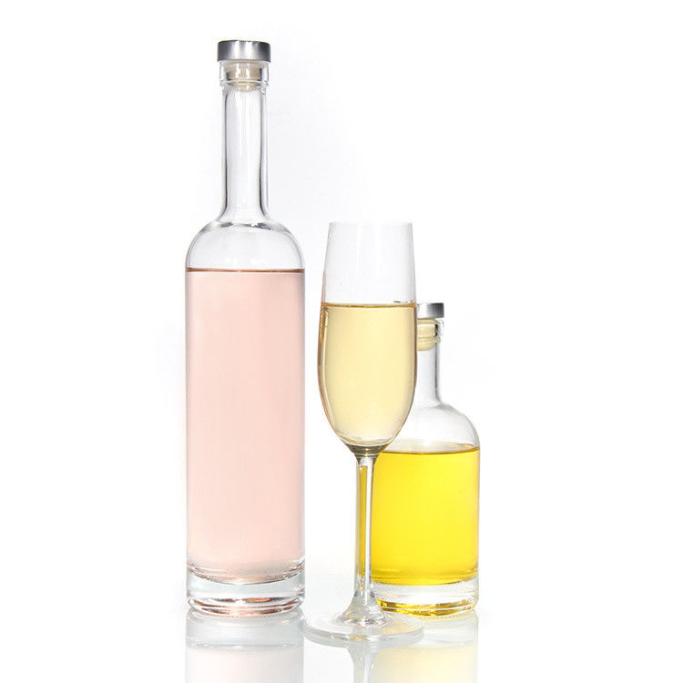 Φθηνή τιμή750ml Φλιντ γυάλινα μπουκάλια οινοπνεύματος Custom Printed για Cocktail ουίσκι ρούμι