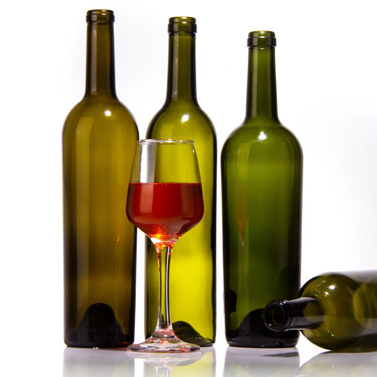 Κατασκευαστές πολυτελείας 375ml 750ml μπουκάλι κόκκινου κρασιού σκούρο πράσινο κενά γυάλινα μπουκάλια με καπάκια