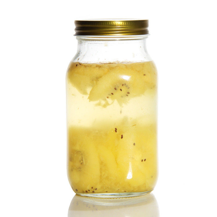Στρογγυλό Mason γυάλινο βάζο τσάι βάζο 12oz 16oz 500ml γυάλινο δοχείο με χρυσά καπάκια