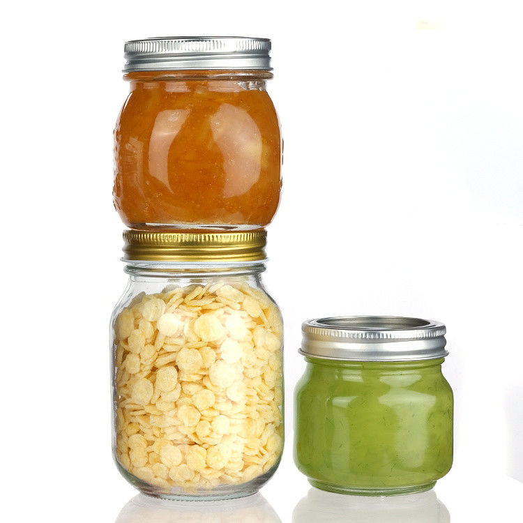 Νέο σχεδιασμό στρογγυλό 45 ml 12oz 14oz Διαφορετικά μεγέθη γυάλινο βάζο Mason για αποθήκευση τροφίμων