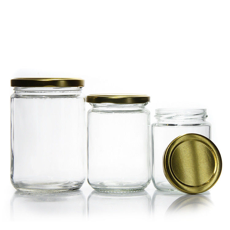 Υψηλής ποιότητας 45Ml 100Ml 150Ml 350Ml 450Ml Αεροστεγή κουζίνα τρόφιμα γυάλινα δοχεία με μεταλλικό καπάκι