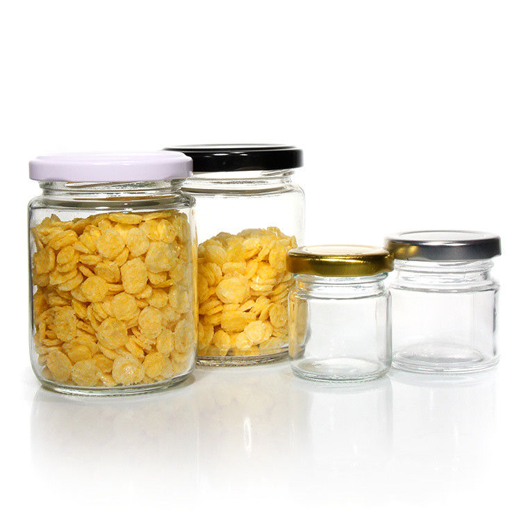 Υψηλής ποιότητας 45Ml 100Ml 150Ml 350Ml 450Ml Αεροστεγή κουζίνα τρόφιμα γυάλινα δοχεία με μεταλλικό καπάκι
