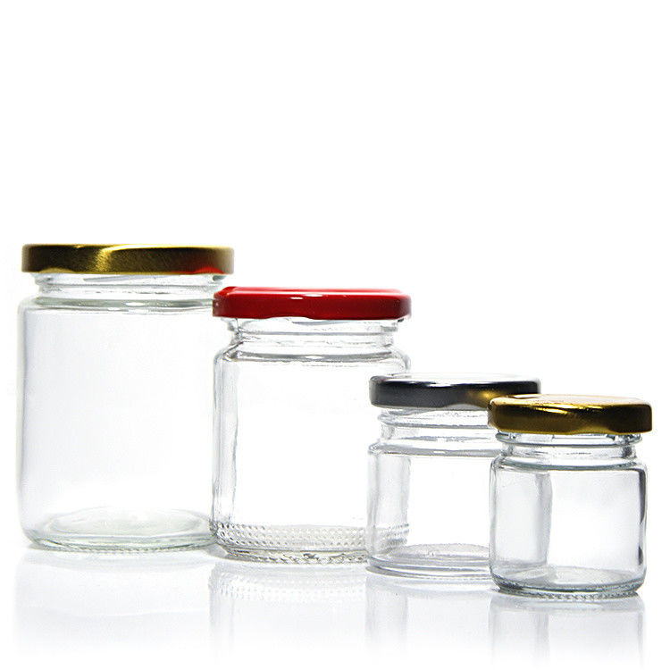Υψηλής ποιότητας 45Ml 100Ml 150Ml 350Ml 450Ml Αεροστεγή κουζίνα τρόφιμα γυάλινα δοχεία με μεταλλικό καπάκι