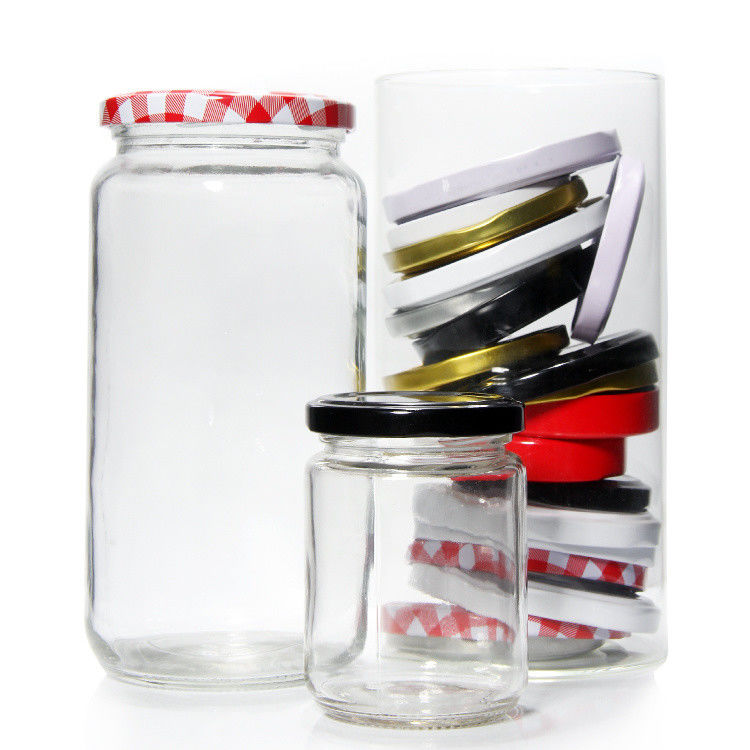 Τροφίμων Γύρω Διαφανές 25 ml έως 1000 ml Τζαμάλι Χόλι Ζελέ γυάλινο δοχείο αποθήκευσης με μεταλλικό αεροστεγές καπάκι