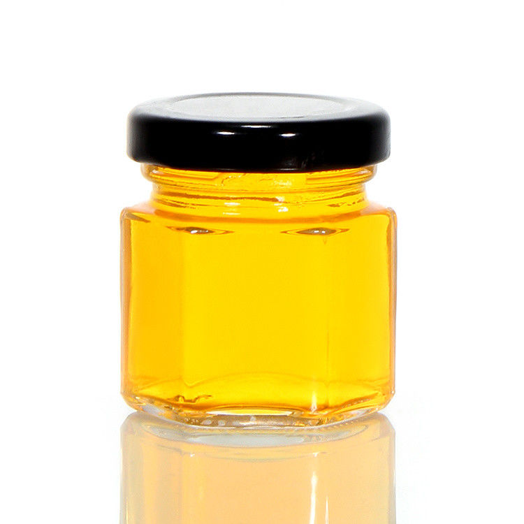 Στρογγυλά Διαφανή γυάλινα βάζα 100 ml για αποθήκευση μελιού Συσκευή τροφίμων με μεταλλικά καπάκια