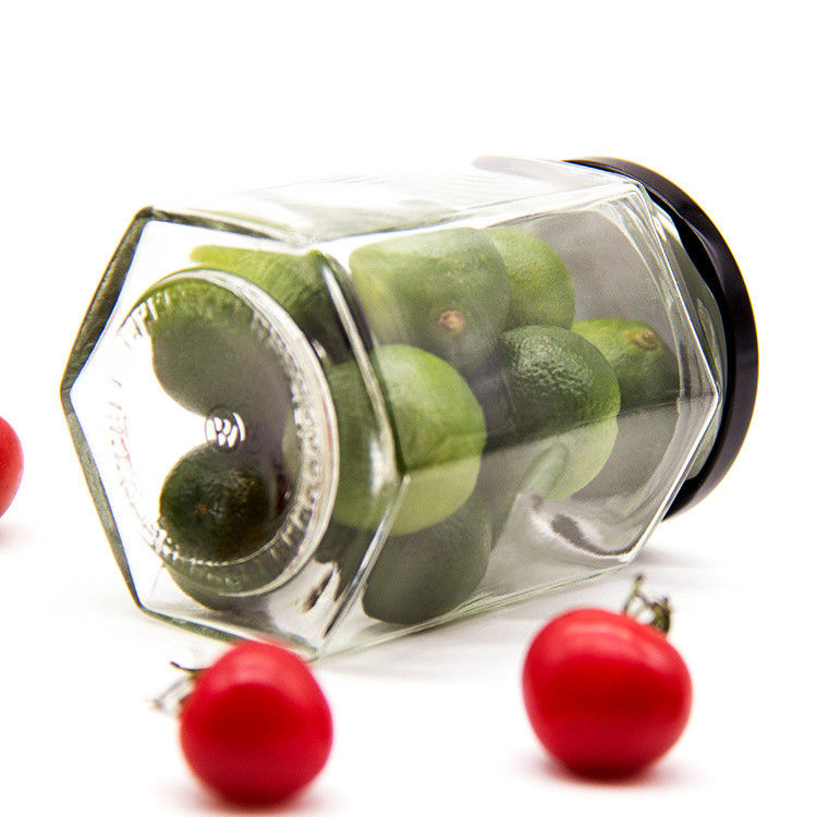 300ml 200ml 100ml Wholesale Hexagon Glass Mason Jar Jar Jam Jar Honey Jar με μεταλλικό καπάκι