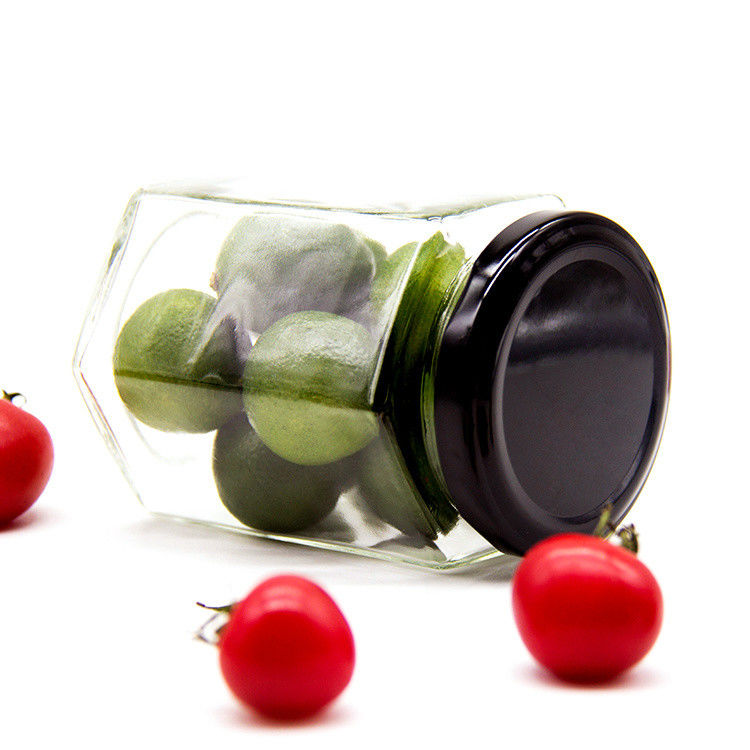 Προσαρμοσμένο οικιακό αποθήκευση Pickle γυαλί κονσερβοποιημένο βάζο εξαγωνική κατάψυξη γυαλί βάζο για την κουζίνα