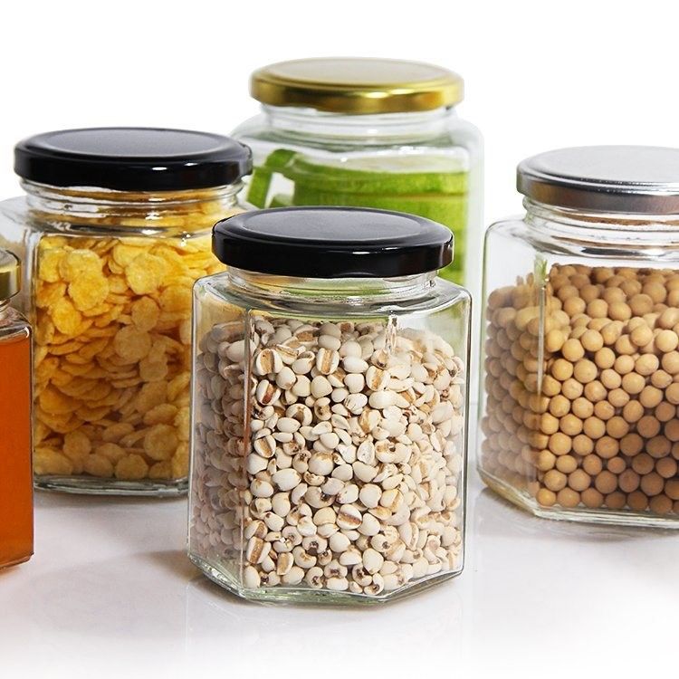 Προσαρμοσμένο οικιακό αποθήκευση Pickle γυαλί κονσερβοποιημένο βάζο εξαγωνική κατάψυξη γυαλί βάζο για την κουζίνα