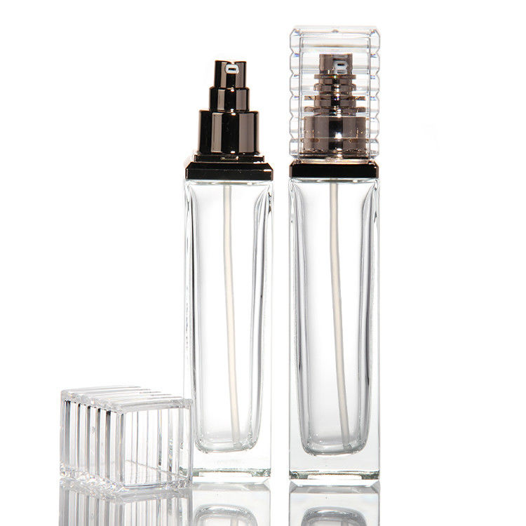 30ml 50ml 80ml 100ml Διαφανές γυάλινο μπουκάλι αντλίας για ορό αιθέρια έλαια αρωματική λοσιόν