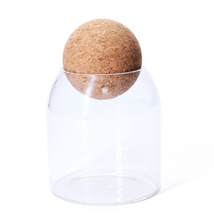 Προσαρμοσμένο 500 ml αέρα στενή υψηλή borosilicate σφραγίδα δοχείο με κάλυμμα φελλού