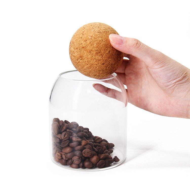 Προσαρμοσμένο 500 ml αέρα στενή υψηλή borosilicate σφραγίδα δοχείο με κάλυμμα φελλού