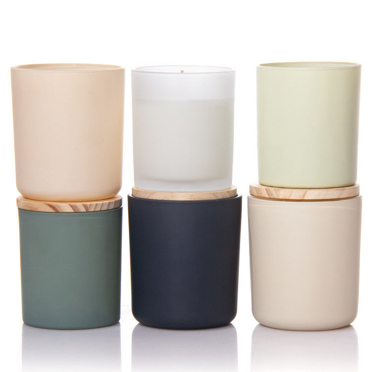 Λούξυ Custom 8oz 10oz 14oz Frosted Clear Matte White Μαύρο χρωματιστό δοχείο γυάλινο βάζο κεριών