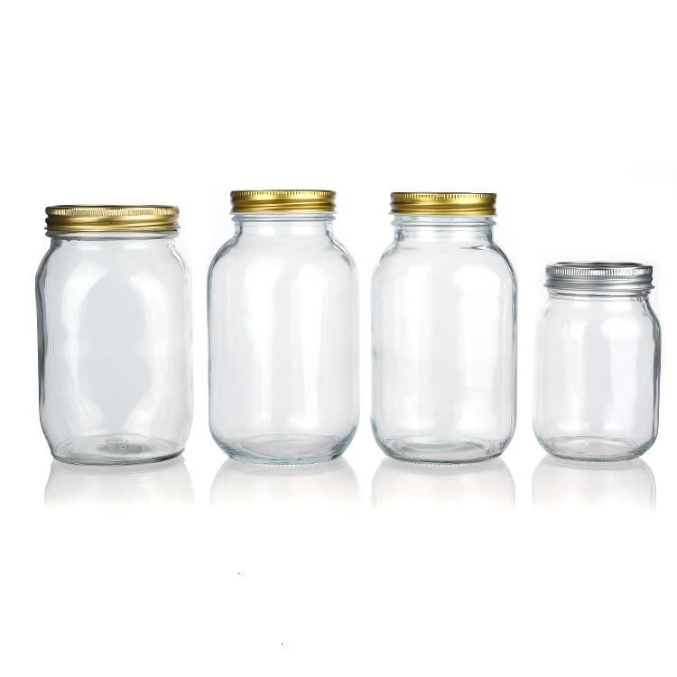 Προσαρμοσμένο σχεδιασμό 8 Oz 16 Oz Συσκευή αποθήκευσης τροφίμων Glass Mason Jar με κάλυμμα