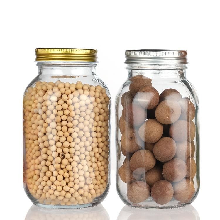 Προσαρμοσμένο σχεδιασμό 8 Oz 16 Oz Συσκευή αποθήκευσης τροφίμων Glass Mason Jar με κάλυμμα