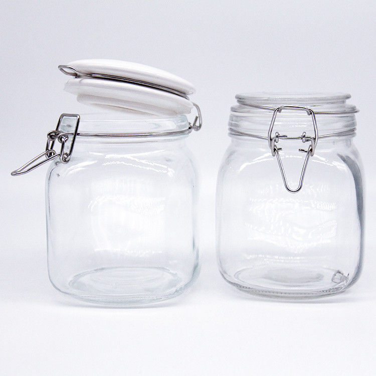 Διαυγές κοντό τύπου 100ml 150ml 200ml γυάλινο βάζο βουτύρου πίκλες με μεταλλικό κάλυμμα
