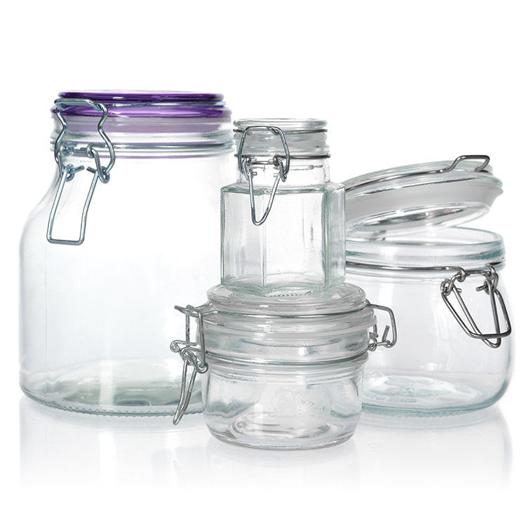 Διαυγές κοντό τύπου 100ml 150ml 200ml γυάλινο βάζο βουτύρου πίκλες με μεταλλικό κάλυμμα