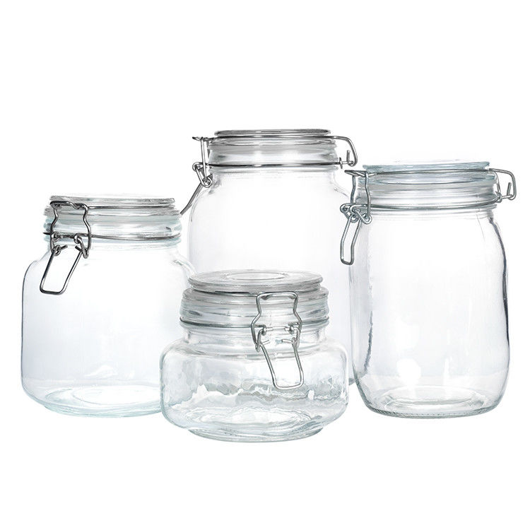 Διαυγές κοντό τύπου 100ml 150ml 200ml γυάλινο βάζο βουτύρου πίκλες με μεταλλικό κάλυμμα