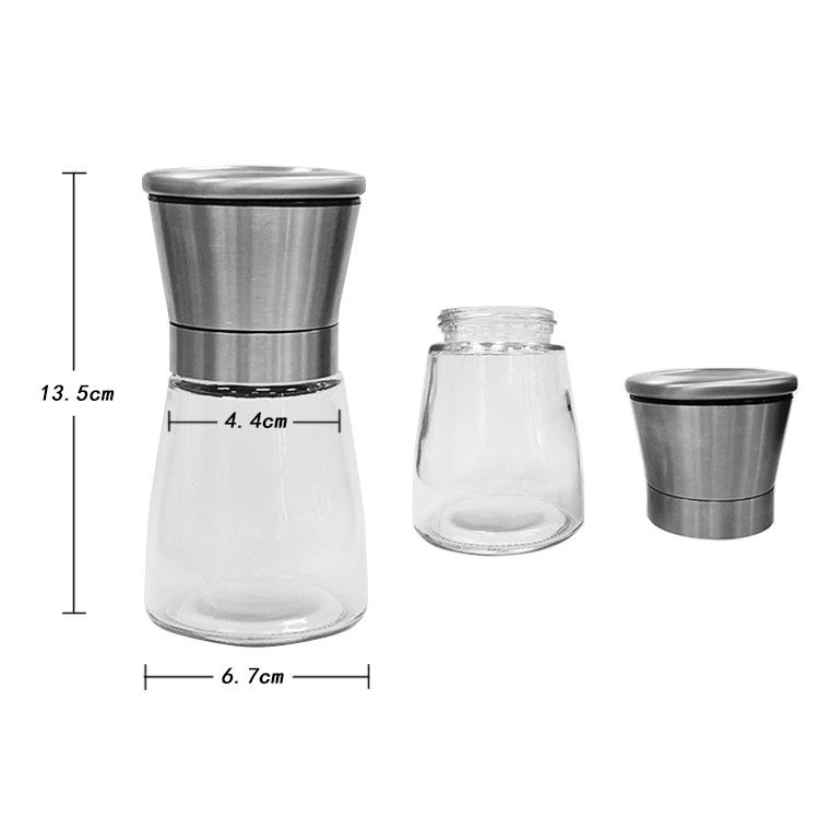 Αύξηση ποιότητας 2oz 4oz καρυκεύματα πιπέρι ShakerΣτρογγυλό 4oz μπαχαρικά γυάλινο βάζο με μεταλλικό καπάκι