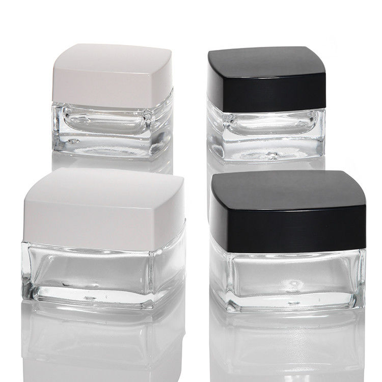 Άδειο μπουκάλι καλλυντικών Συσκευή 30ml 50ml 100ml Ματ γυαλί Κρέμα περιποίησης δέρματος Βάζο με μαύρο λευκό καπάκι