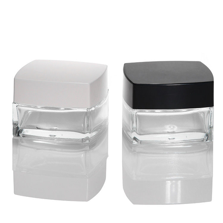 Άδειο μπουκάλι καλλυντικών Συσκευή 30ml 50ml 100ml Ματ γυαλί Κρέμα περιποίησης δέρματος Βάζο με μαύρο λευκό καπάκι