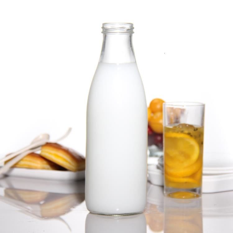 Χωρίς μόλυβδο Γαλλικά στρογγυλά 25oz 32oz γυάλινα φρέσκα μπουκάλια γάλακτος για παγωμένα ποτά