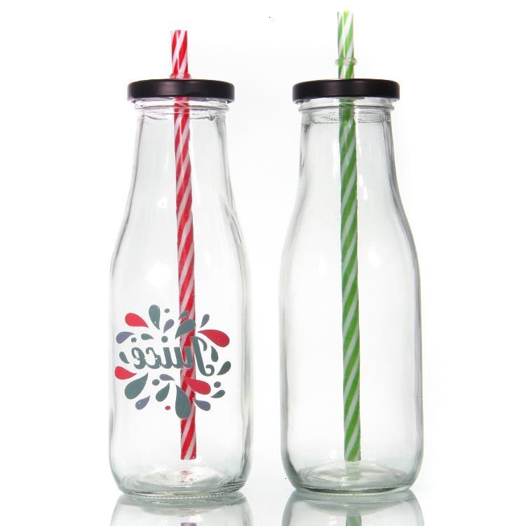 Χωρίς μόλυβδο Γαλλικά στρογγυλά 25oz 32oz γυάλινα φρέσκα μπουκάλια γάλακτος για παγωμένα ποτά