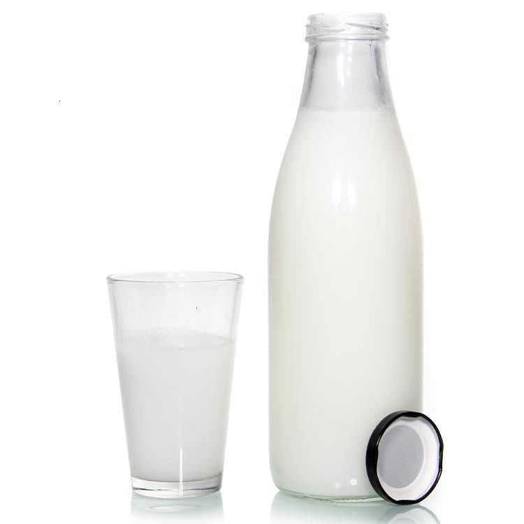 Χωρίς μόλυβδο Γαλλικά στρογγυλά 25oz 32oz γυάλινα φρέσκα μπουκάλια γάλακτος για παγωμένα ποτά