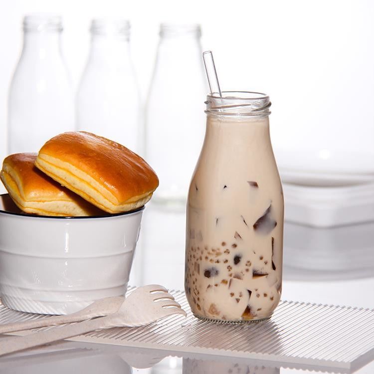 Χωρίς μόλυβδο Γαλλικά στρογγυλά 25oz 32oz γυάλινα φρέσκα μπουκάλια γάλακτος για παγωμένα ποτά