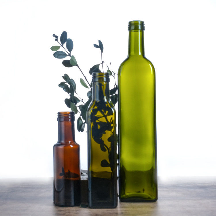 500 ml 750 ml τετραγωνικά επίπεδα γυάλινα μπουκάλια ελαιολάδου με φελλό ή καπάκι με βίδα