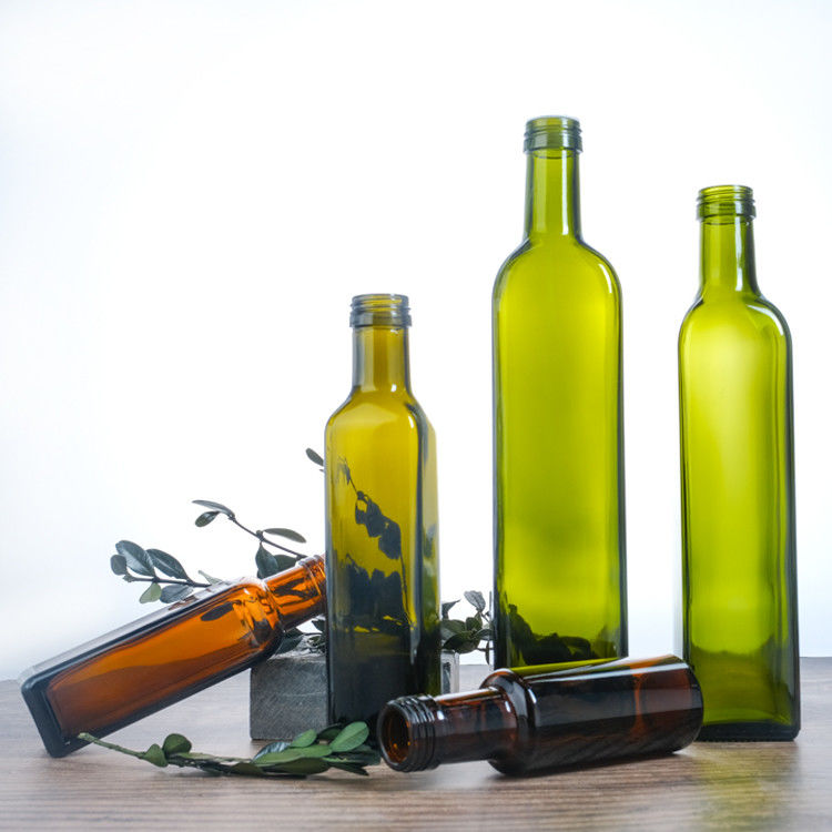 500 ml 750 ml τετραγωνικά επίπεδα γυάλινα μπουκάλια ελαιολάδου με φελλό ή καπάκι με βίδα