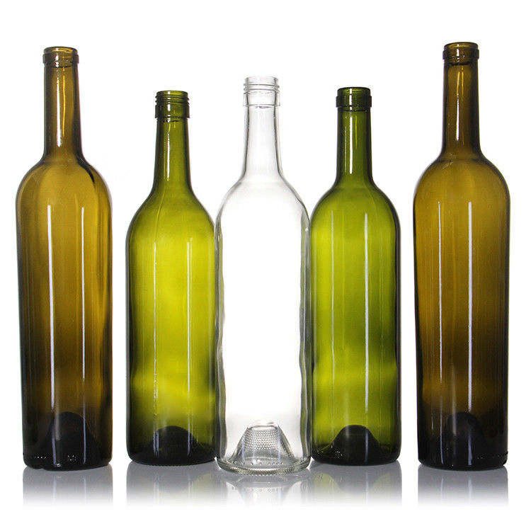 32oz 750ml Προσαρμοσμένο πορτοκαλί κρασί γυάλινο μπουκάλι με φελλό